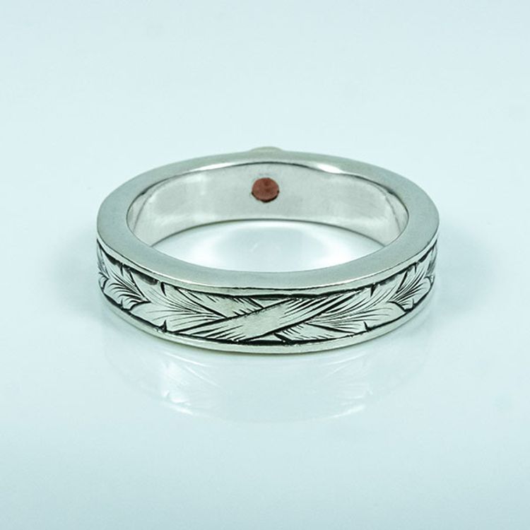 Running Leaf silverring med Granat