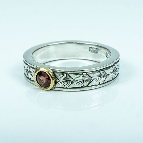 Running Leaf silverring med Granat
