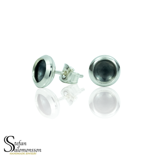 Silver earrings with oxidation - 9mm  ø