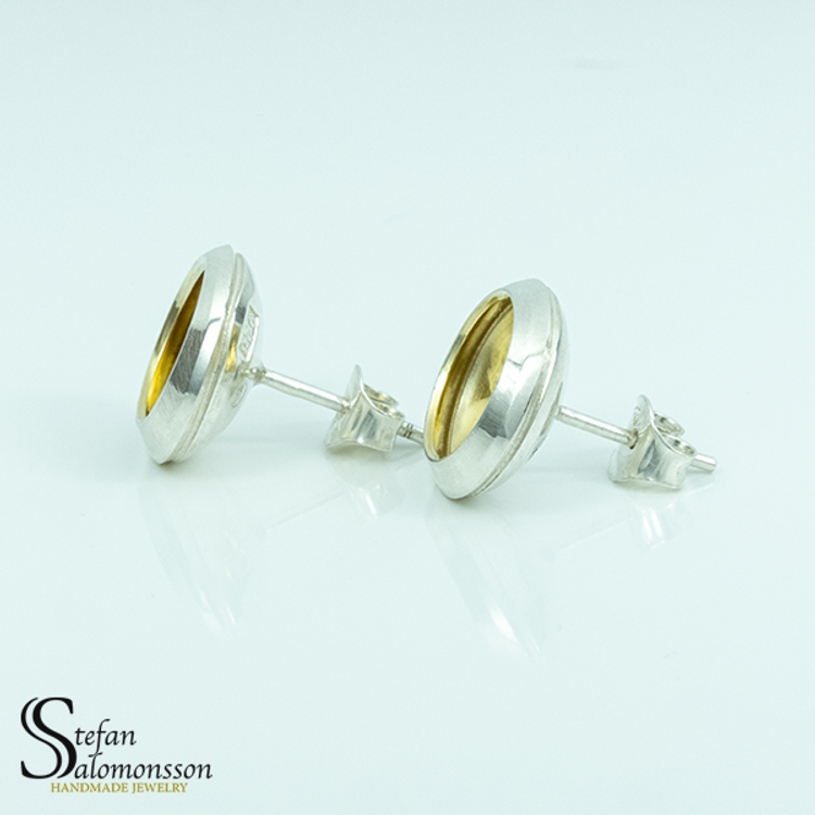 Silver earrings with gold plating - 13mm  ø