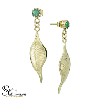 Gold leaf earrings with opals
