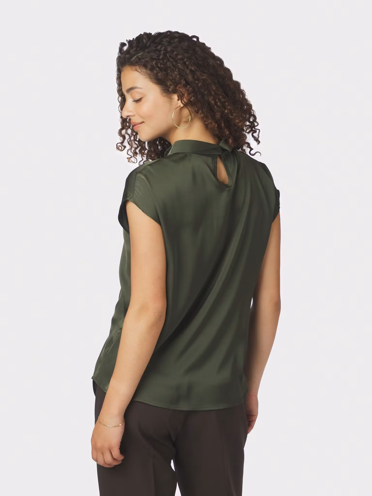 Neo Noir - Fleur Drapy Satin Blouse (Army)