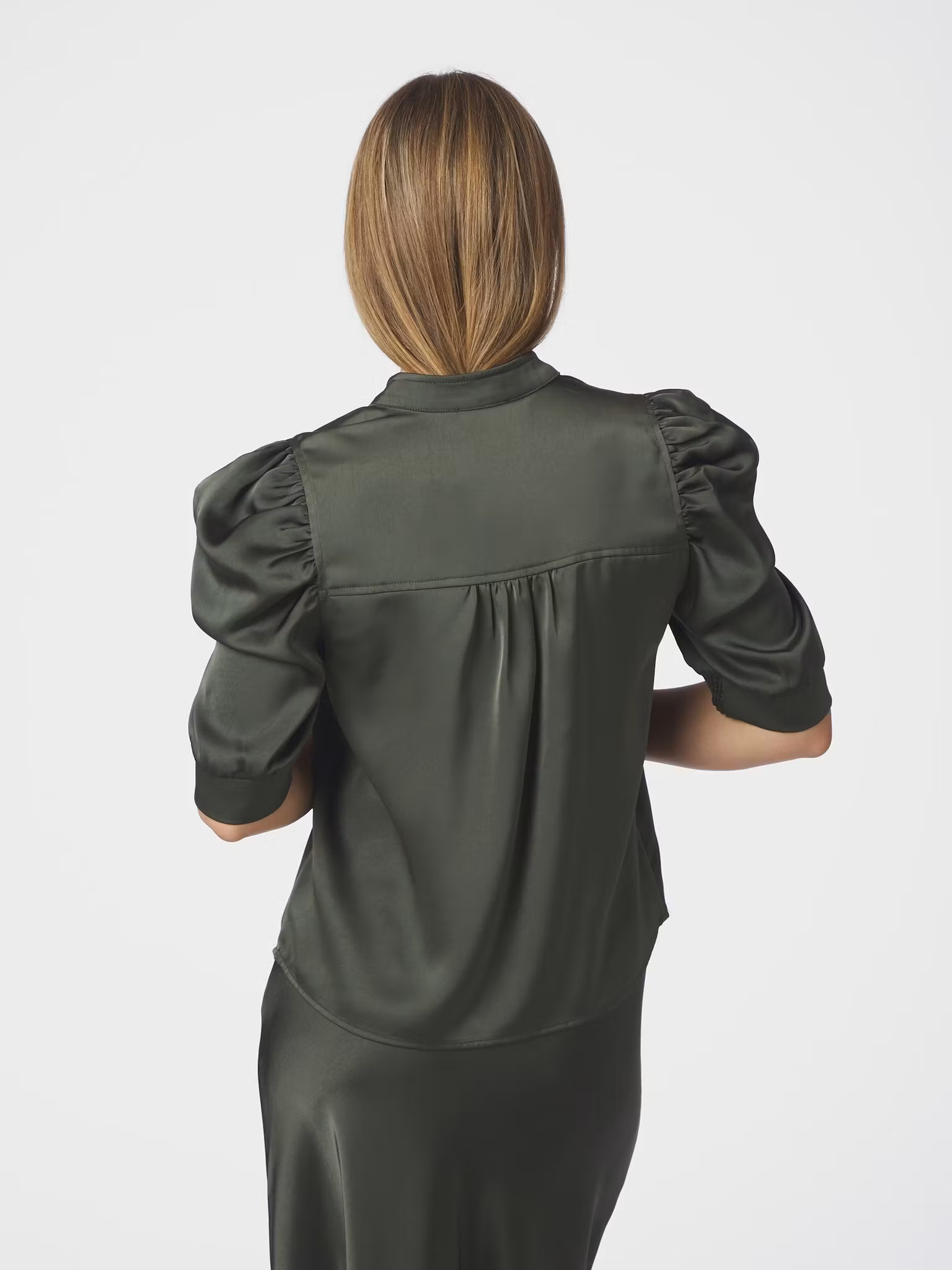 Neo Noir - Roella Heavy Sateen Blouse (Deep Green)