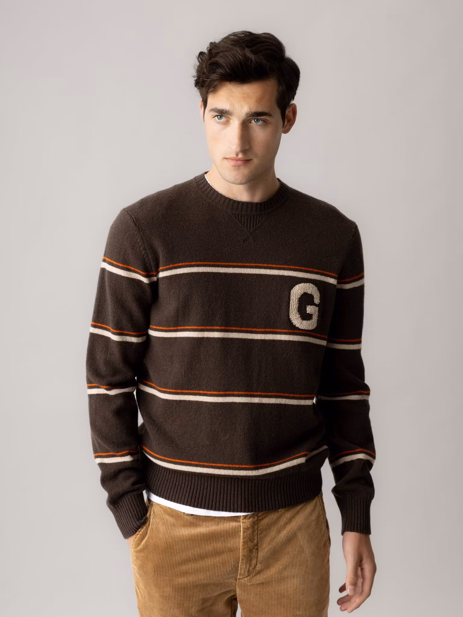 Mos Mosh Gallery MMGRice Stripe Crew Knit i Black Coffee, bild 2