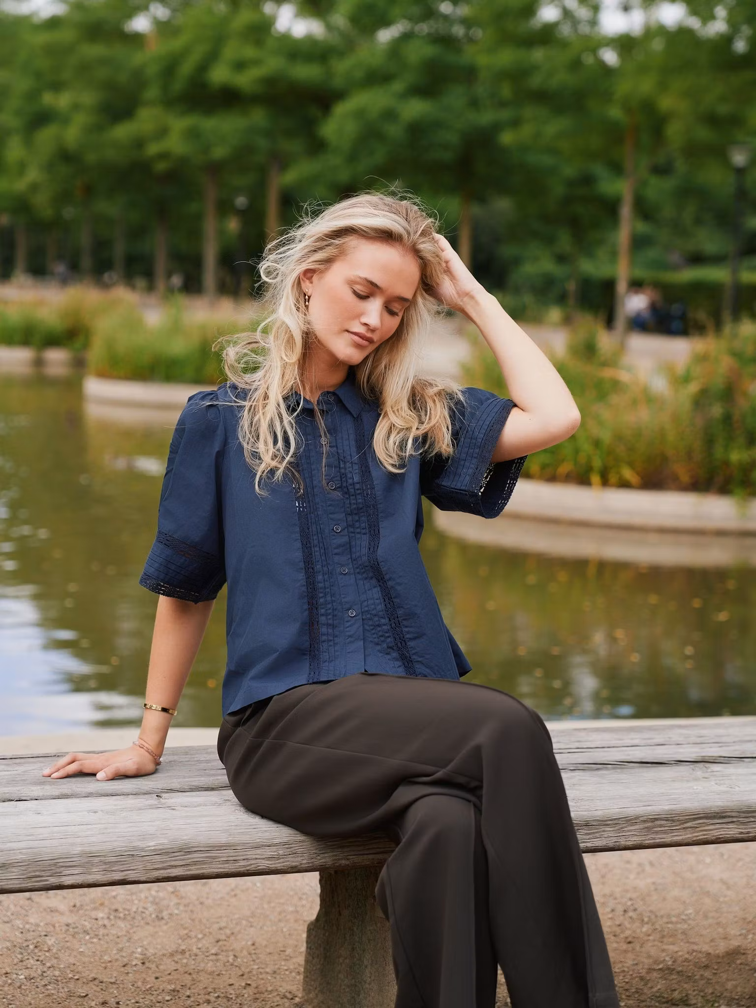 Neo Noir - Lotte C Poplin Shirt (Navy)