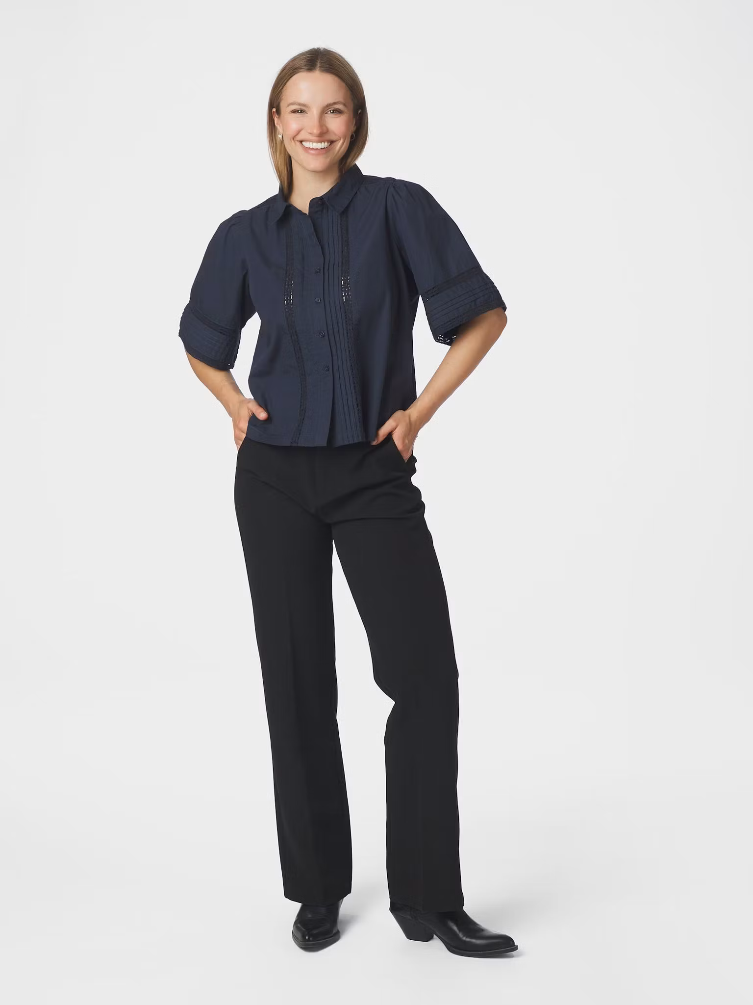 Neo Noir - Lotte C Poplin Shirt (Navy)