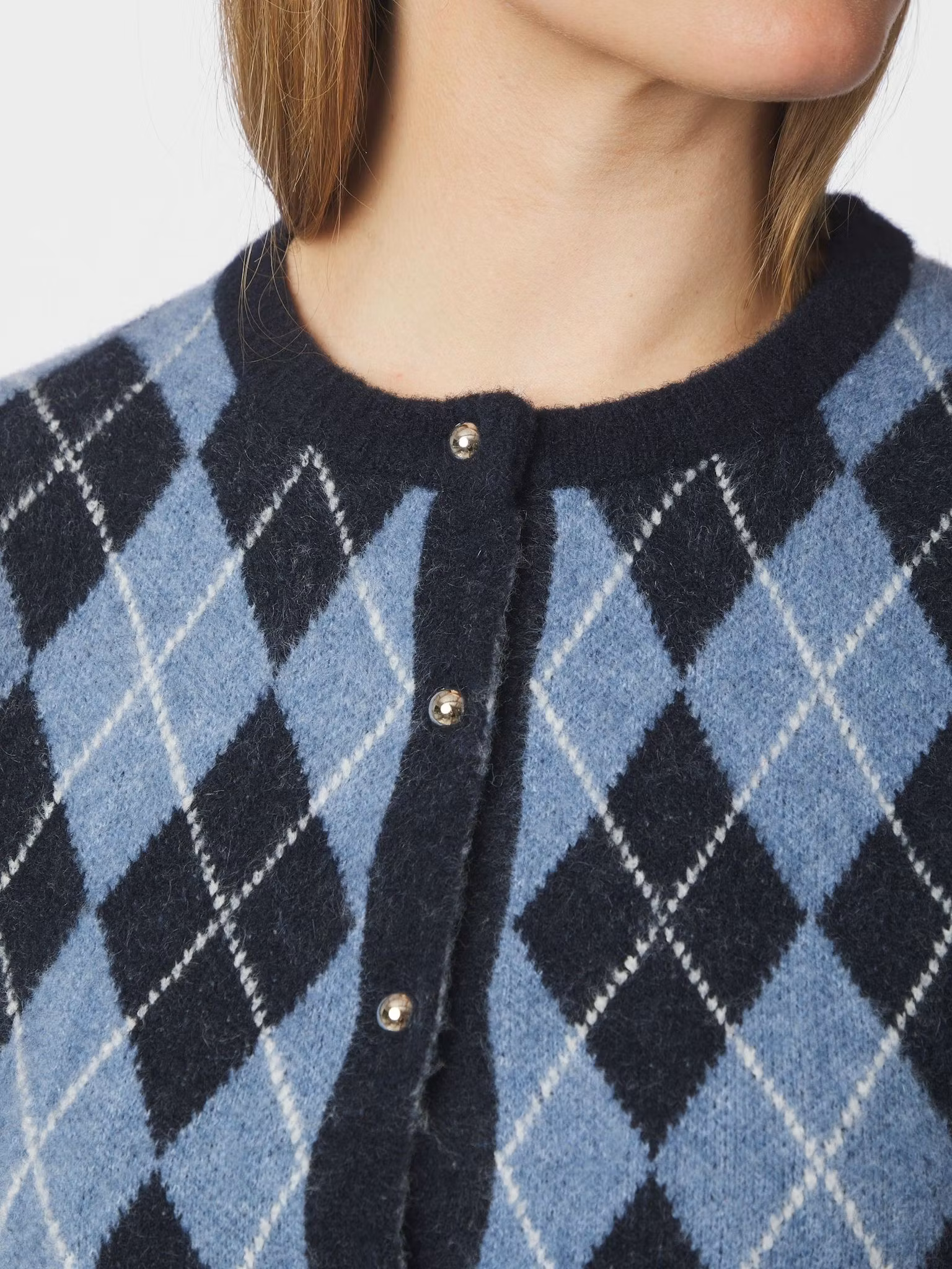 Neo Noir - Allestar Check Knit Cardigan (Navy)