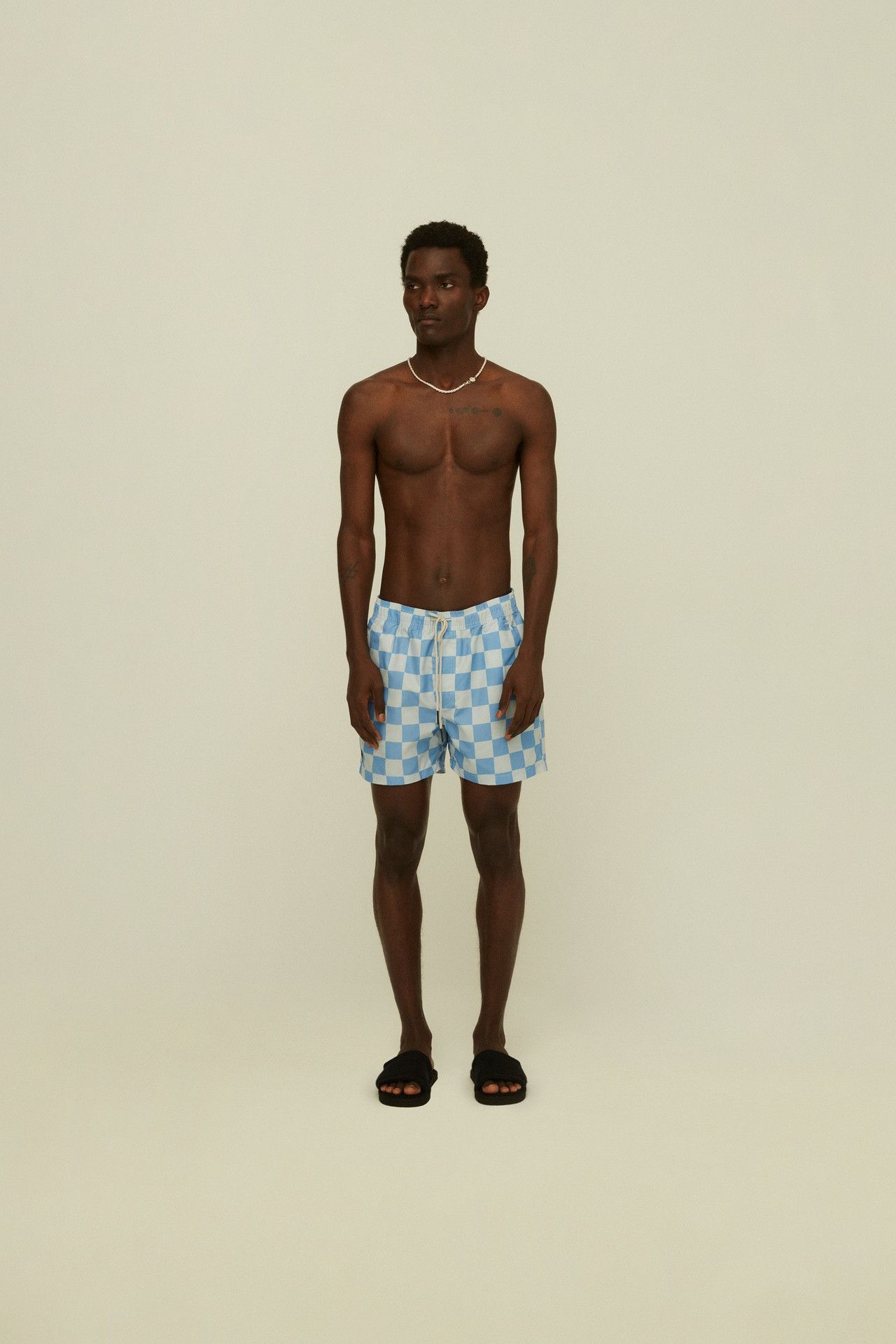 Blue Chess Swim Shorts