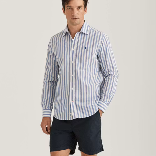 Morris - Summer Stripe Shirt, Blue
