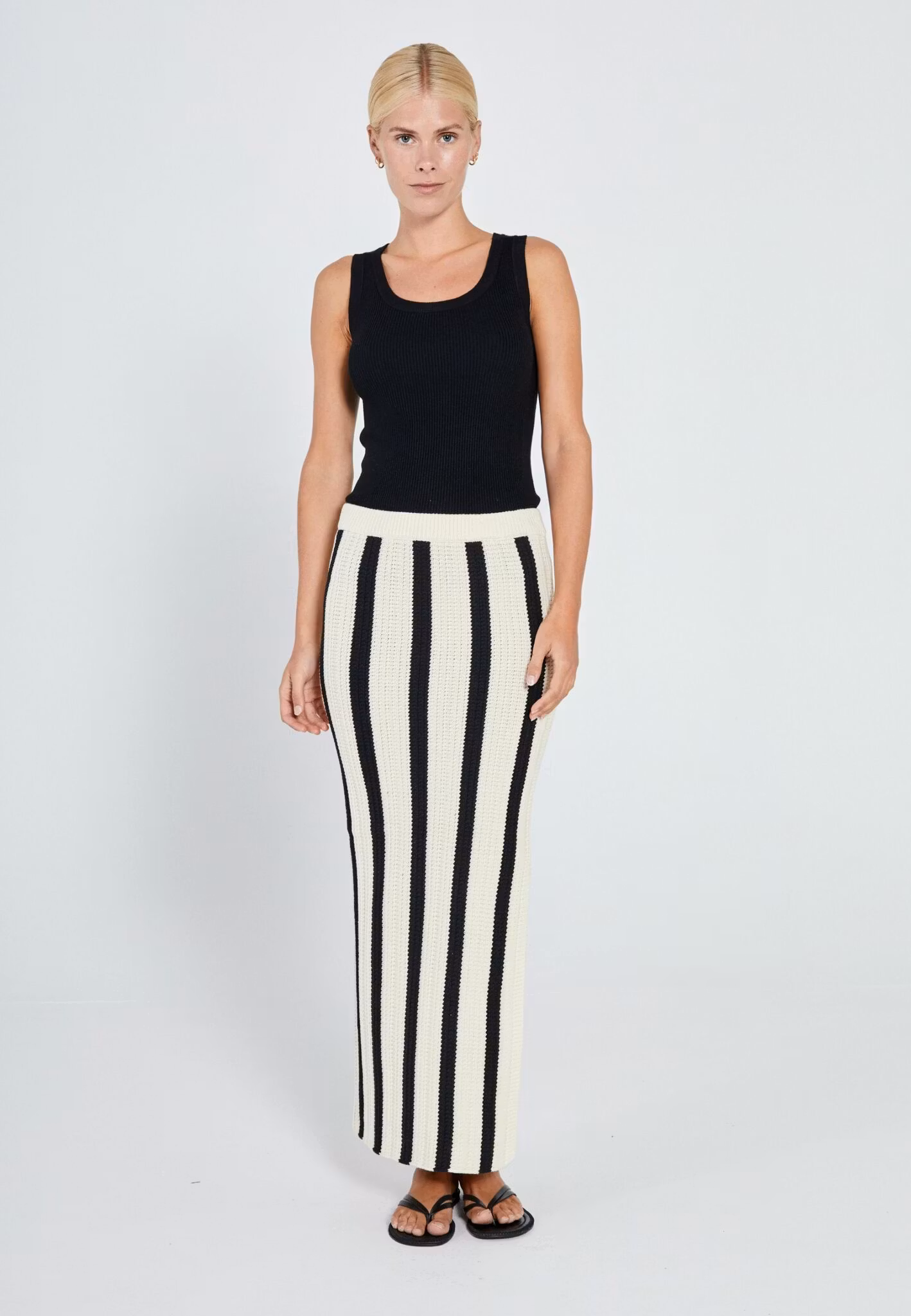 NORR - Stilla Blocking Knit Skirt (Black Stripe)