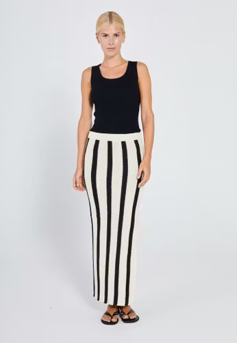NORR - Stilla Blocking Knit Skirt (Black Stripe)