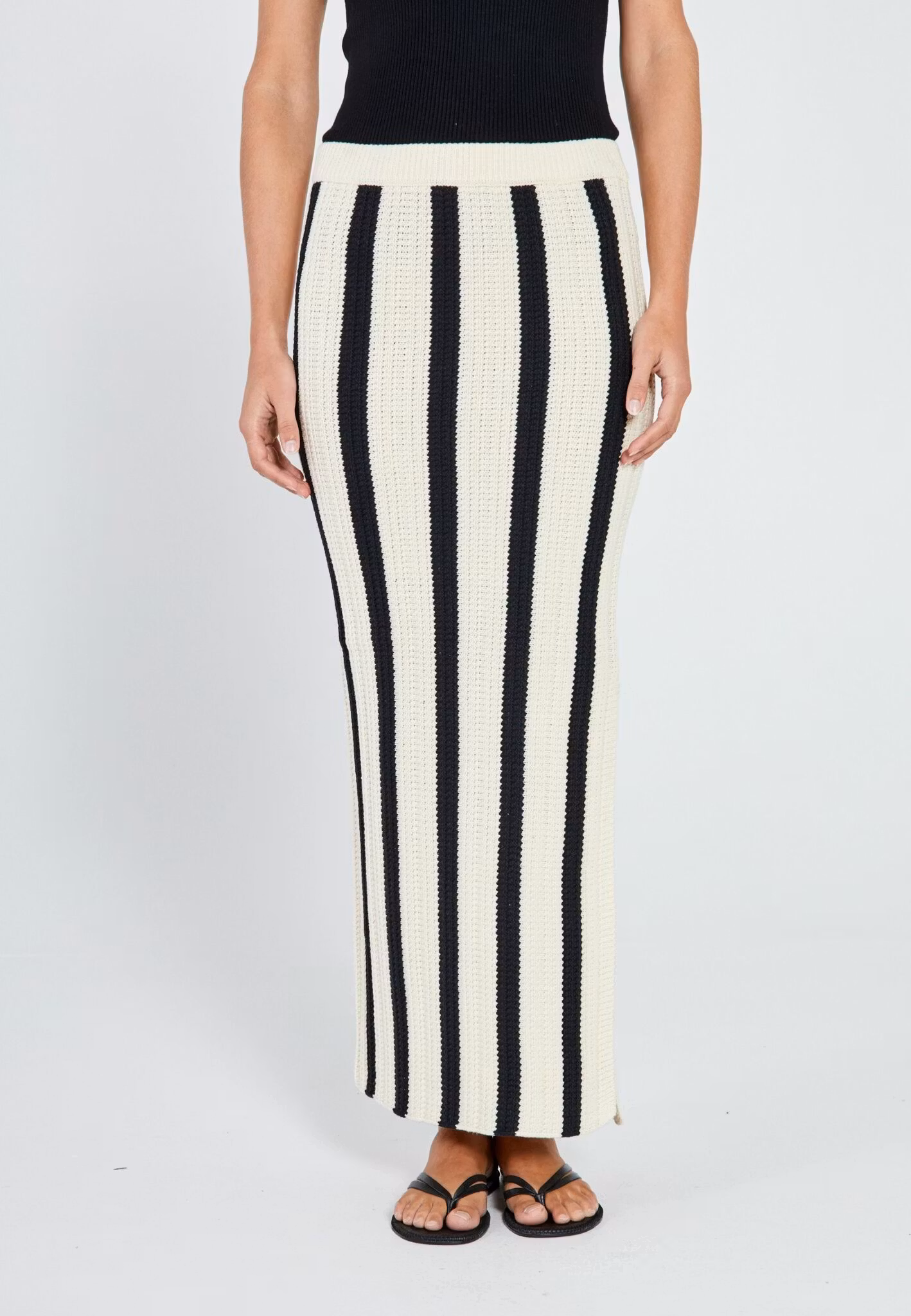 NORR - Stilla Blocking Knit Skirt (Black Stripe)