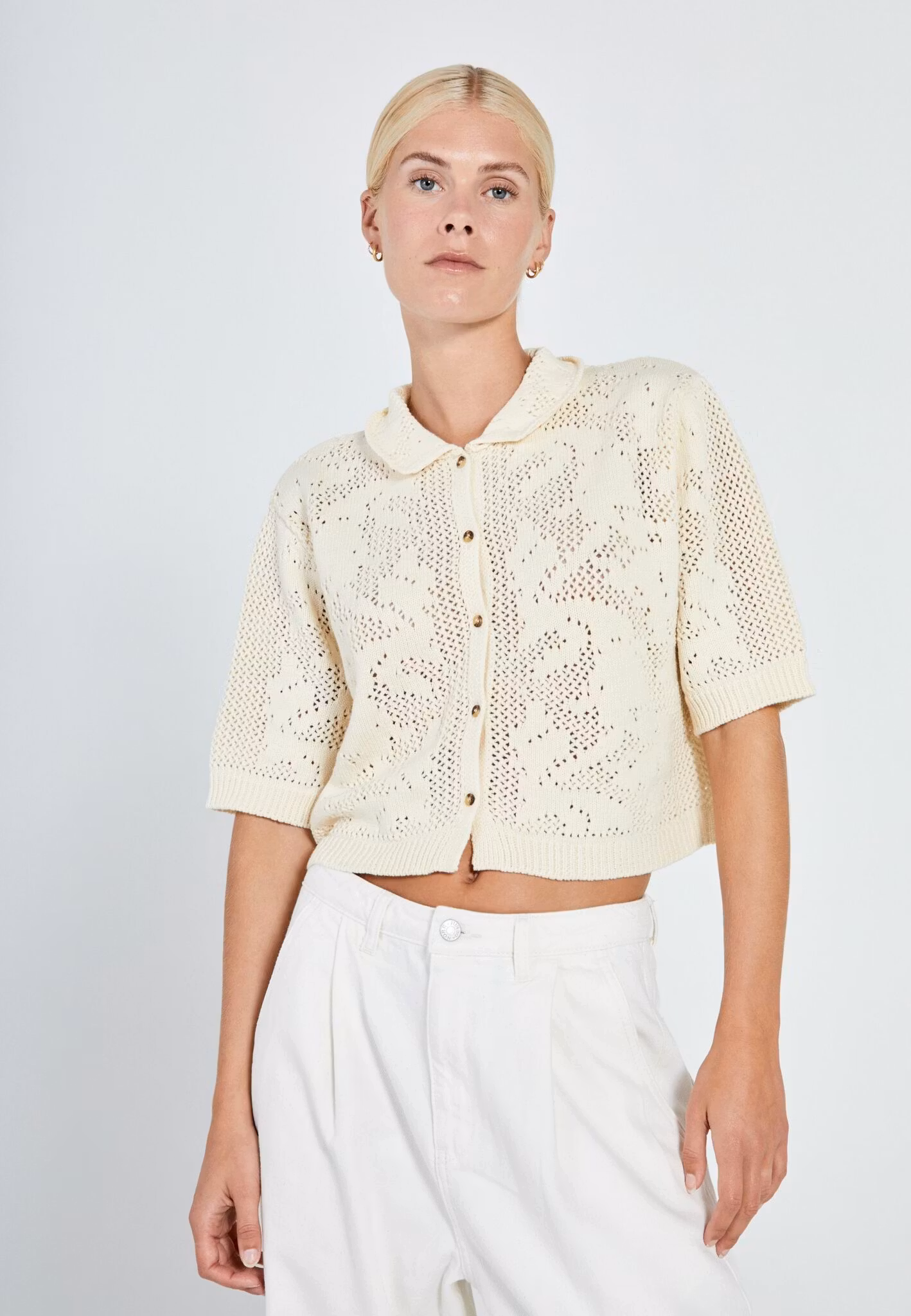 NORR - Stilla Crochet Knit Cardigan (Offwhite)