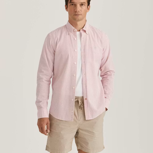 Morris - Seersucker Shirt, Cerise