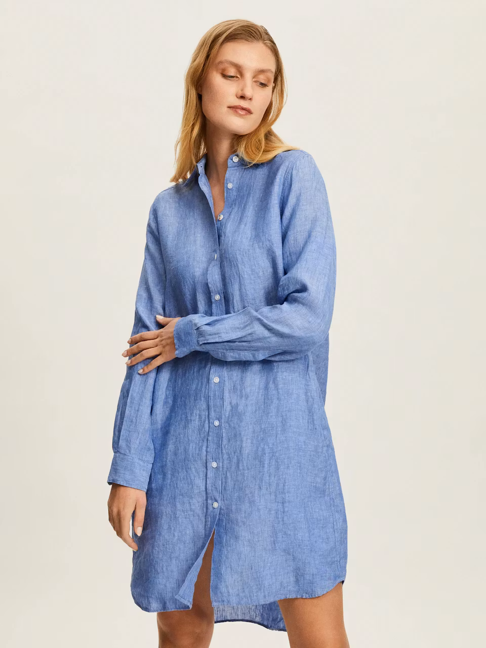 Boomerang - Bea Linen Dress, Blue Nile