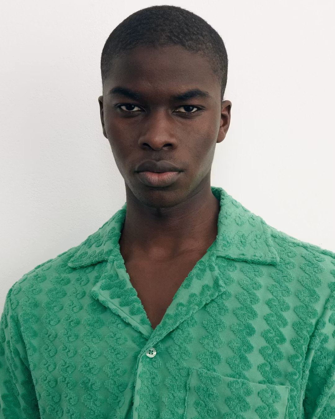 Maison Labiche - Devoured Terry Cloth Germain Shirt, Cactus Green