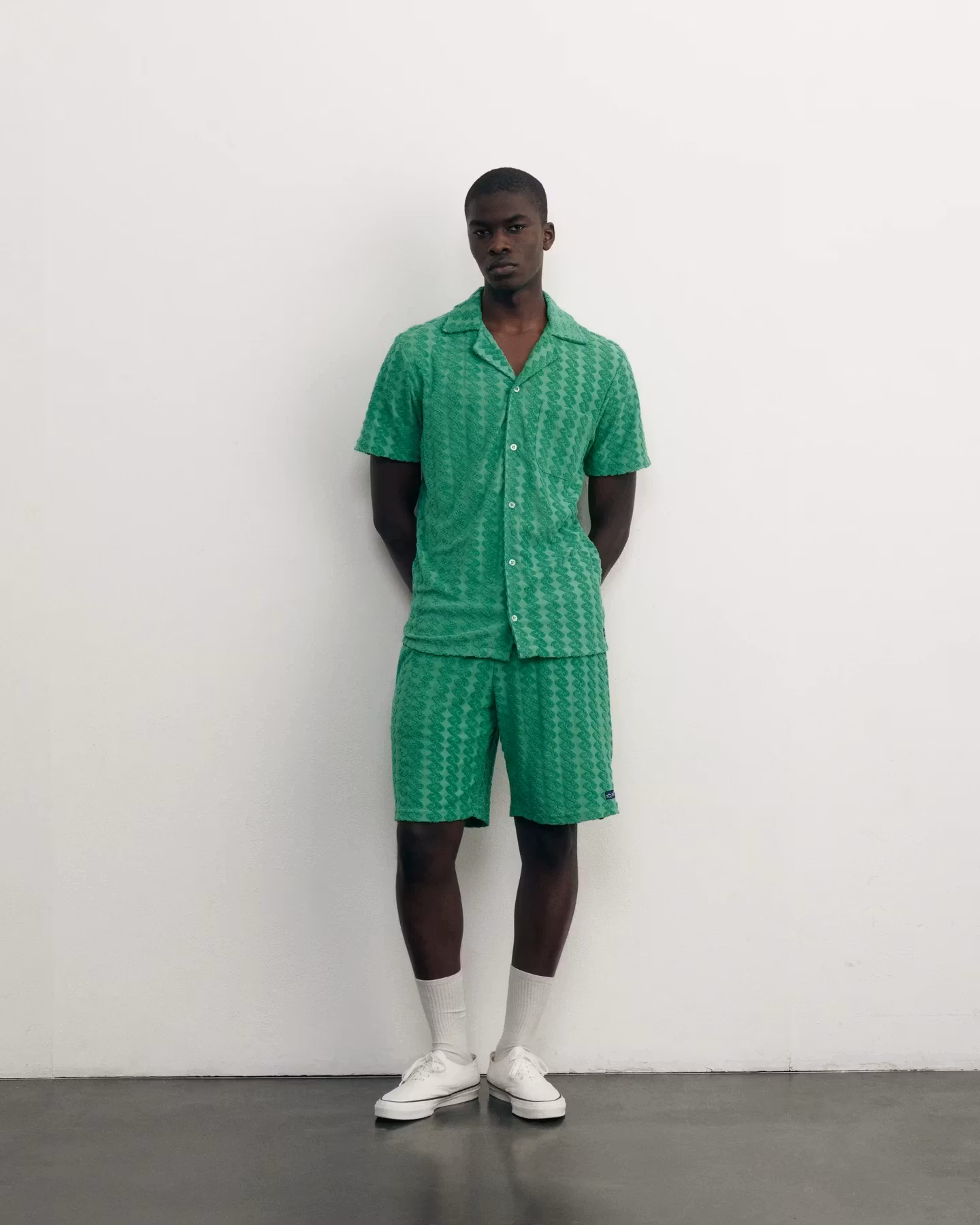 Maison Labiche - Devoured Terry Cloth Germain Shirt, Cactus Green