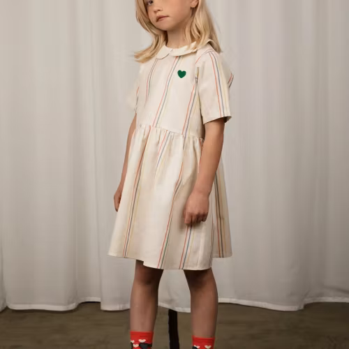 Mini Rodini - Stripe y/d woven ss dress, Offwhite