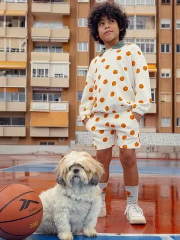 Mini Rodini - Basketball aop Sweatshorts, Offwhite