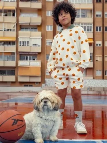 Mini Rodini - Basketball aop Sweatshorts, Offwhite
