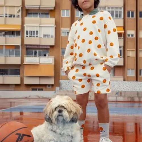 Mini Rodini - Basketball aop Sweatshorts, Offwhite