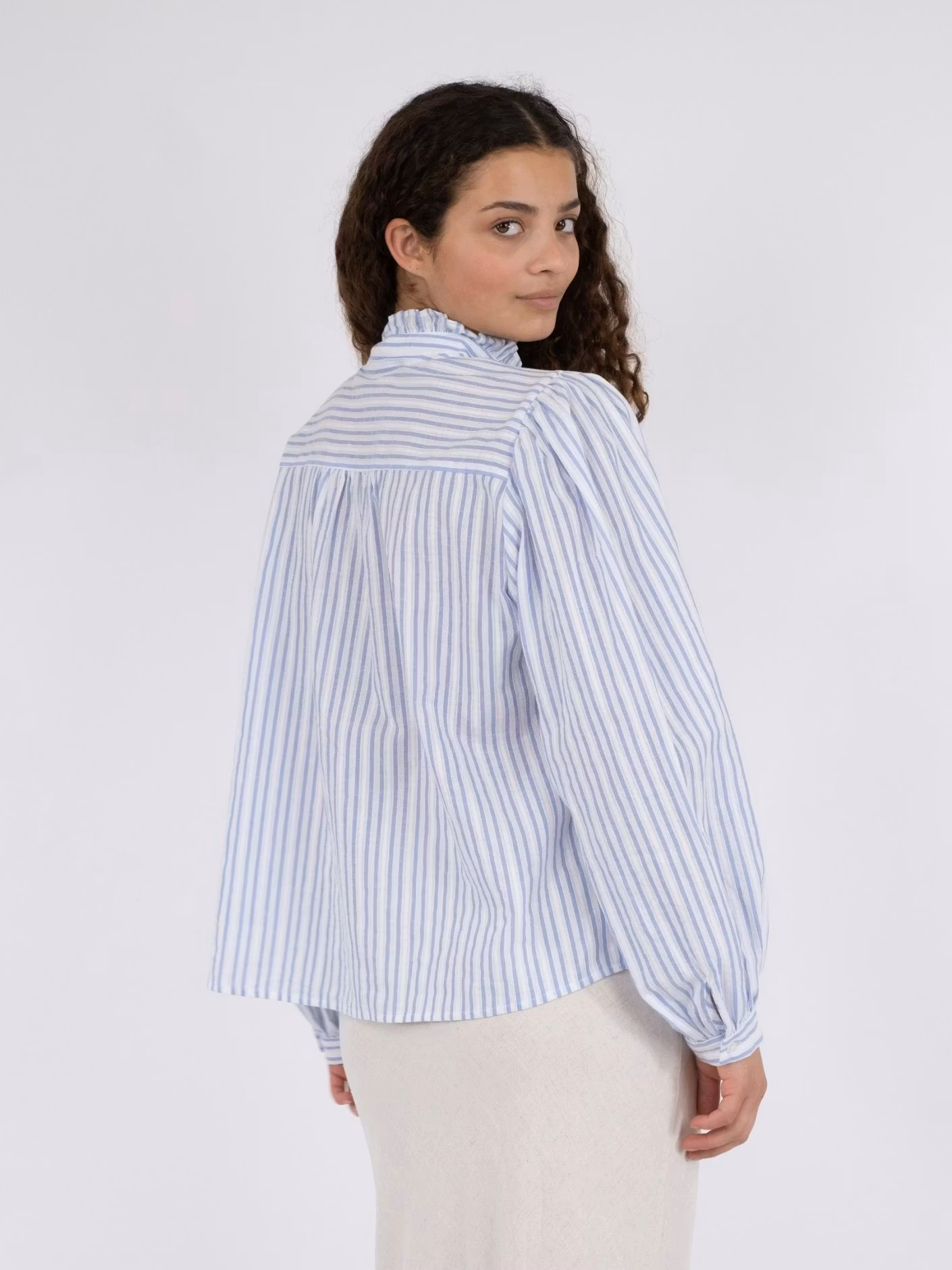 Neo Noir - Johanne Stripe Blouse (Light Blue)