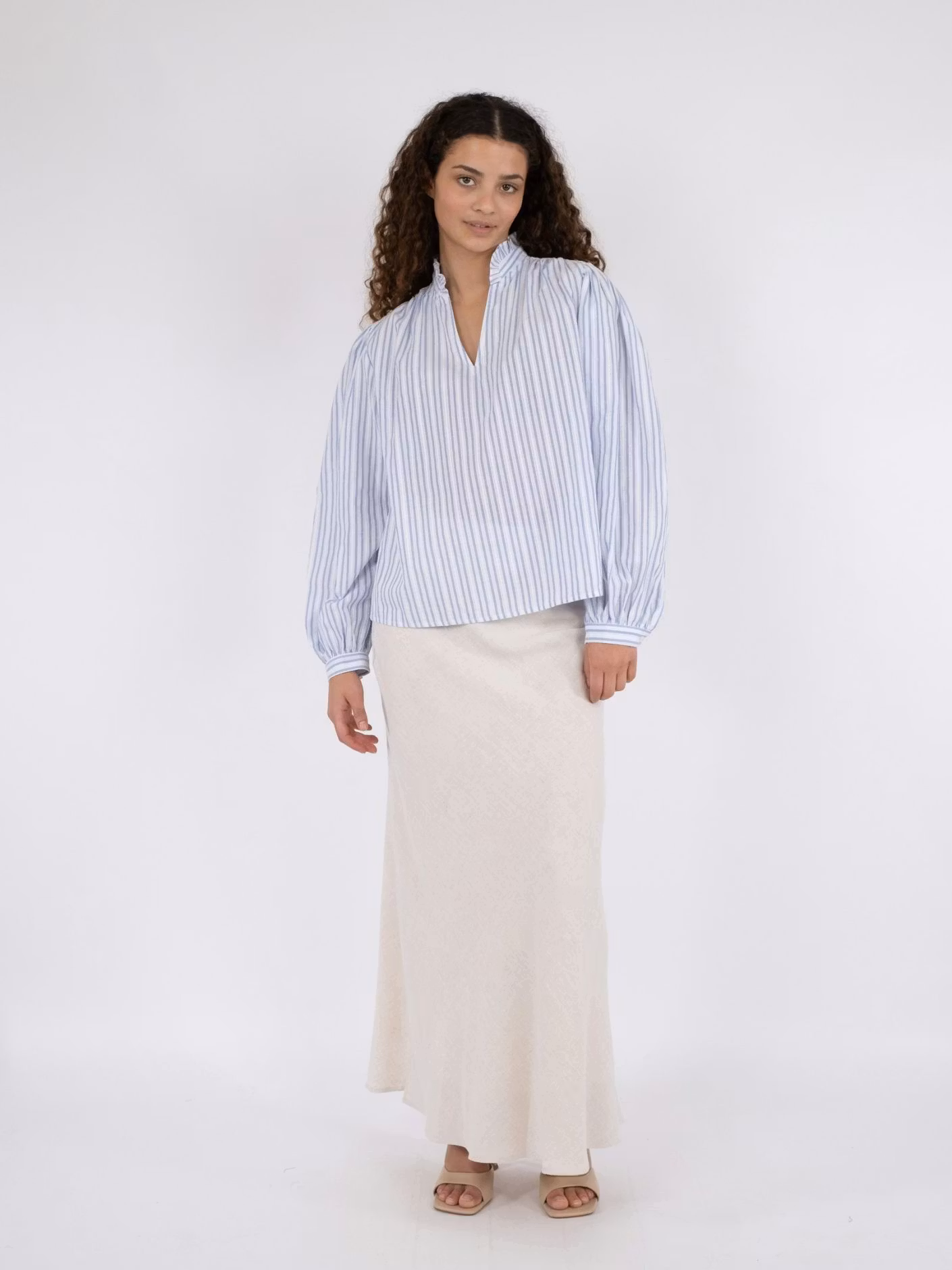 Neo Noir - Johanne Stripe Blouse (Light Blue)