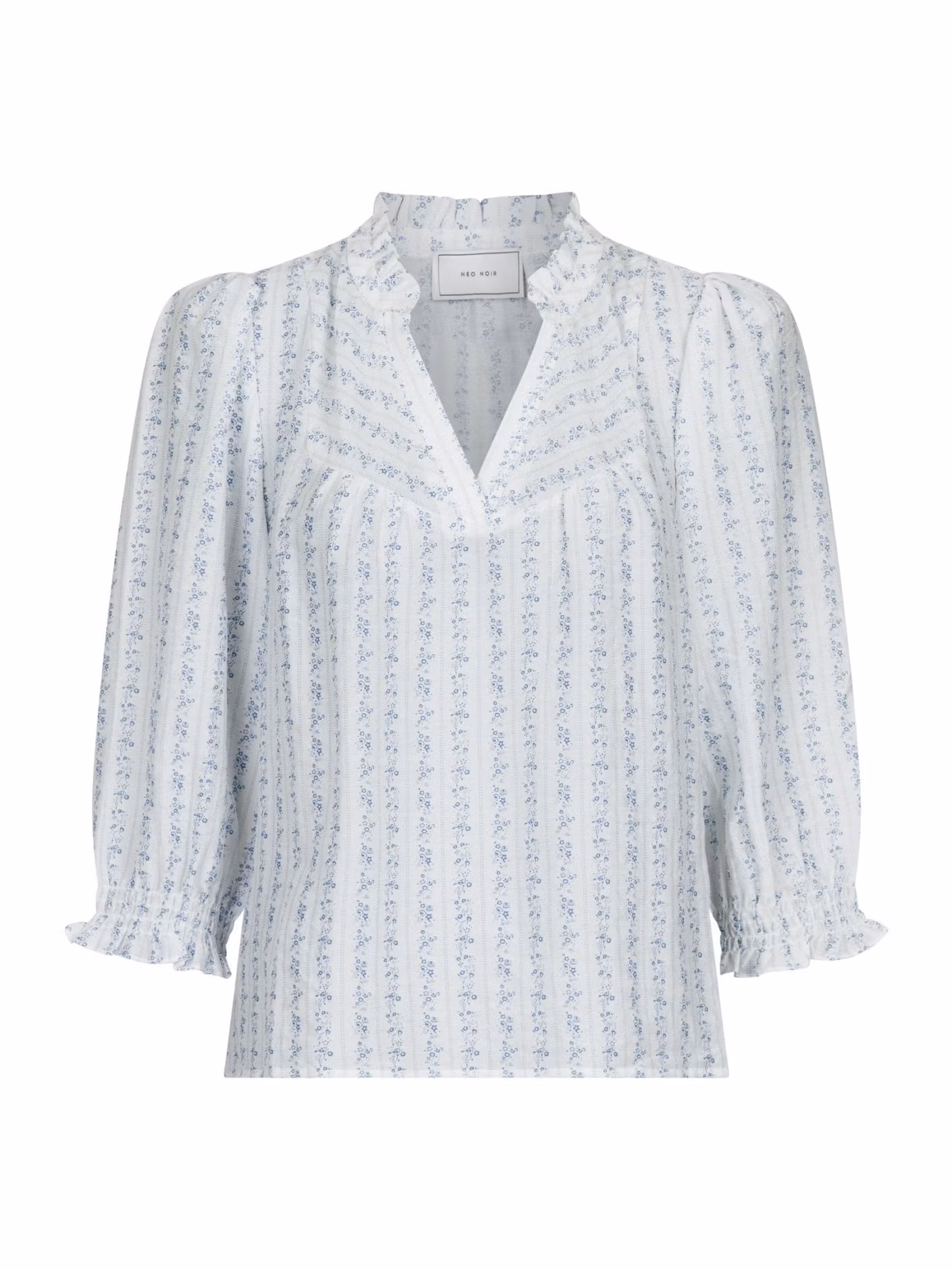 Neo Noir - Carlie Flower Stripe Blouse (Blue)