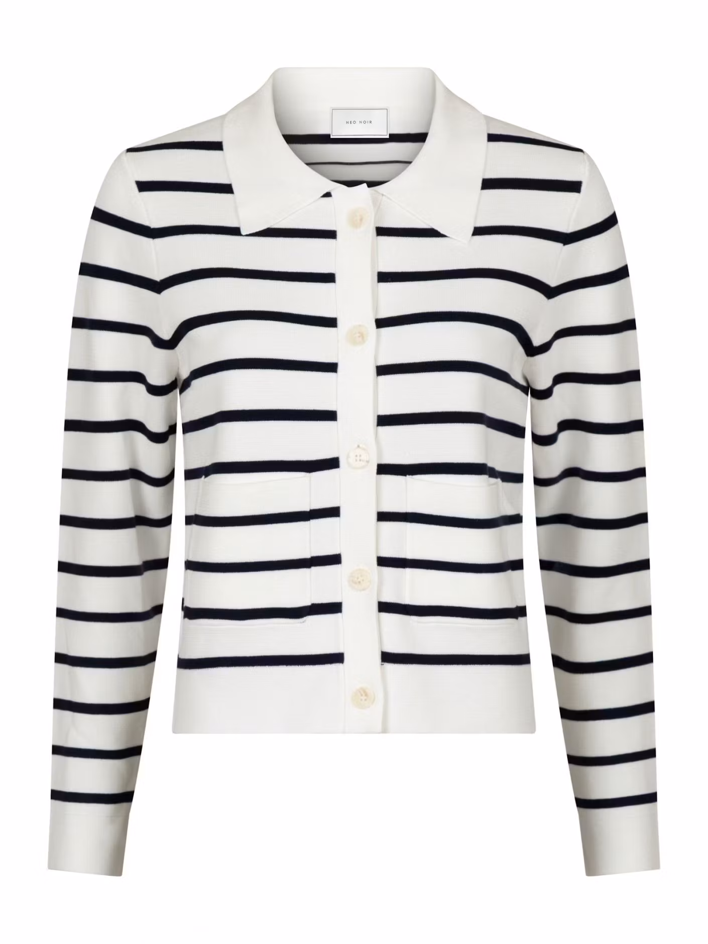 Neo Noir - Tippi Knit Stripe Cardigan (White/ Navy)