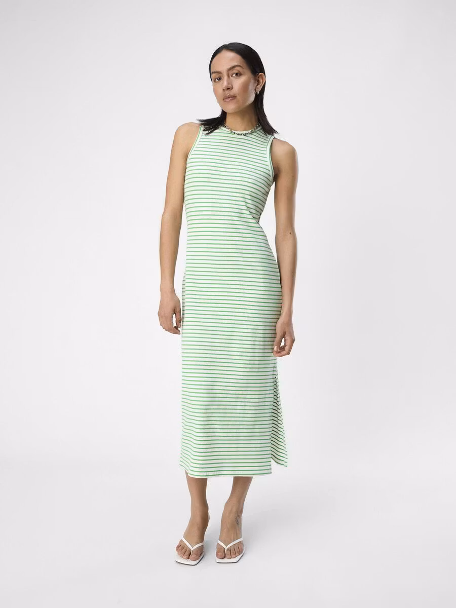 Object - OBJJAMIE S/L LONG DRESS AOP, White/ Green