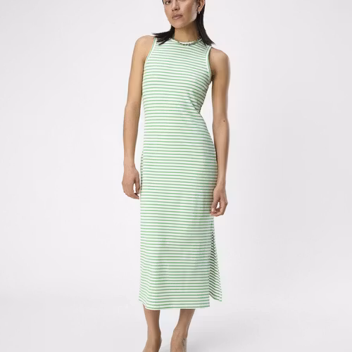 Object - OBJJAMIE S/L LONG DRESS AOP, White/ Green