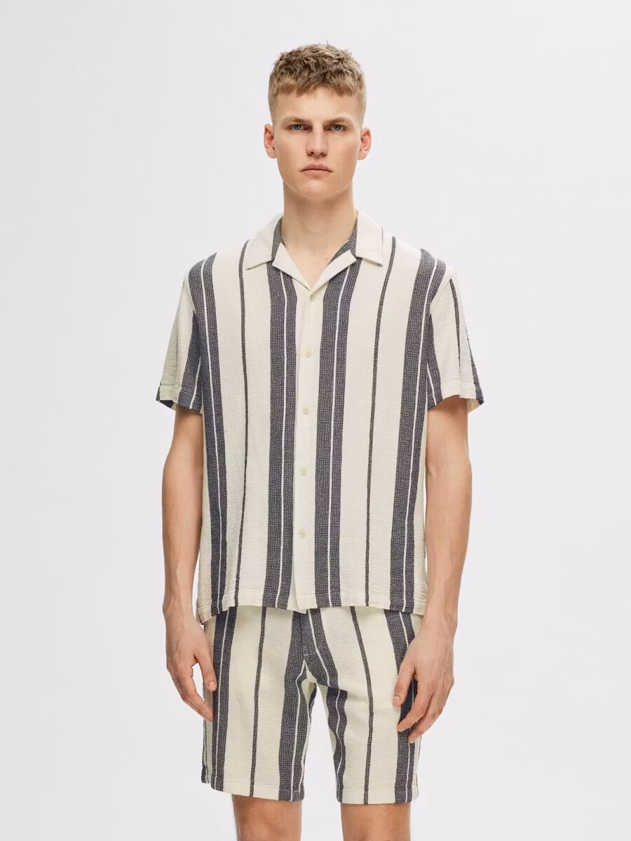 Selected Homme - West Shirt SS Resort Camp (Bright White Stripes)