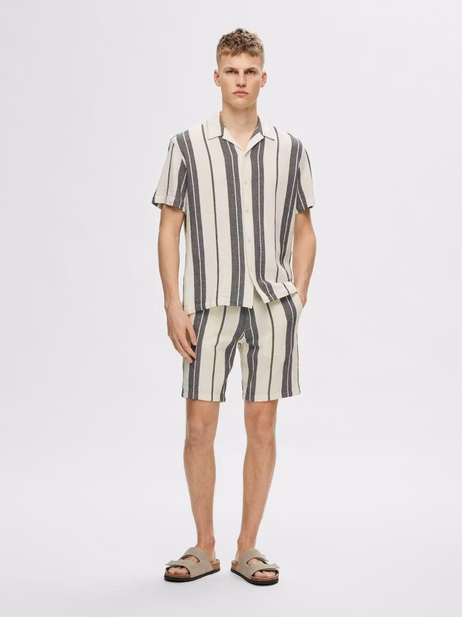 Selected Homme - West Shirt SS Resort Camp (Bright White Stripes)