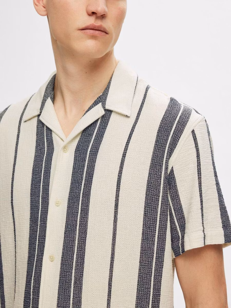 Selected Homme - West Shirt SS Resort Camp (Bright White Stripes)