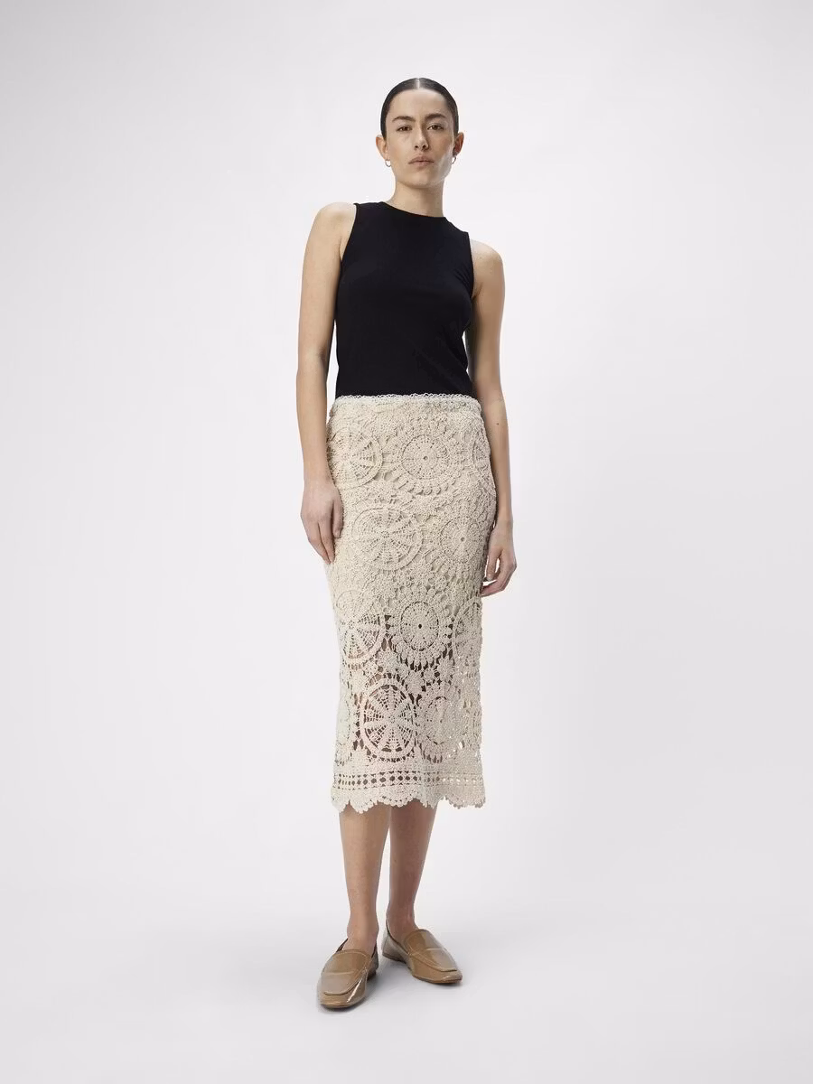 Object - OBJPETRA KNIT HW RE MIDI SKIRT (Sandshell)