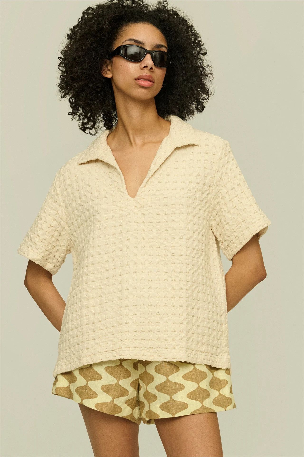 OAS Company - Ecru Jaffa Waffle Shirt