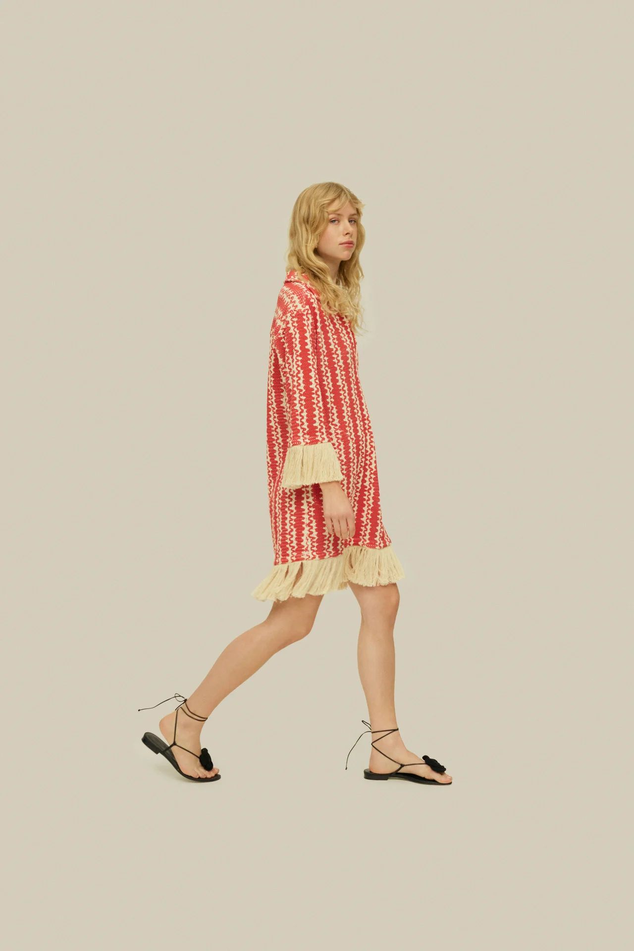 OAS Company - Red Scribble Aya Net Dress