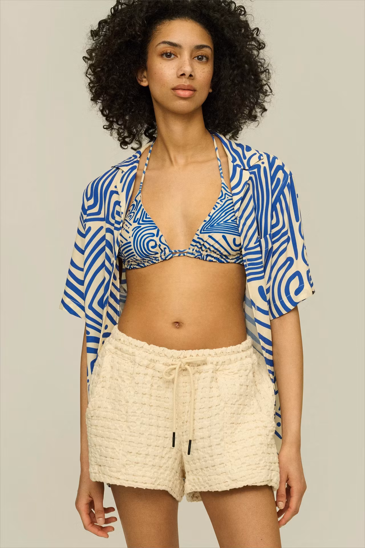 Oas Company - Ecru Drizzle Waffle Shorts