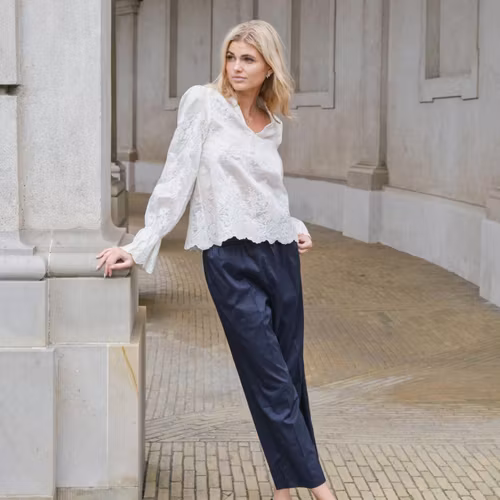 Neo Noir - Amara Big Embroidery Blouse (Off White)