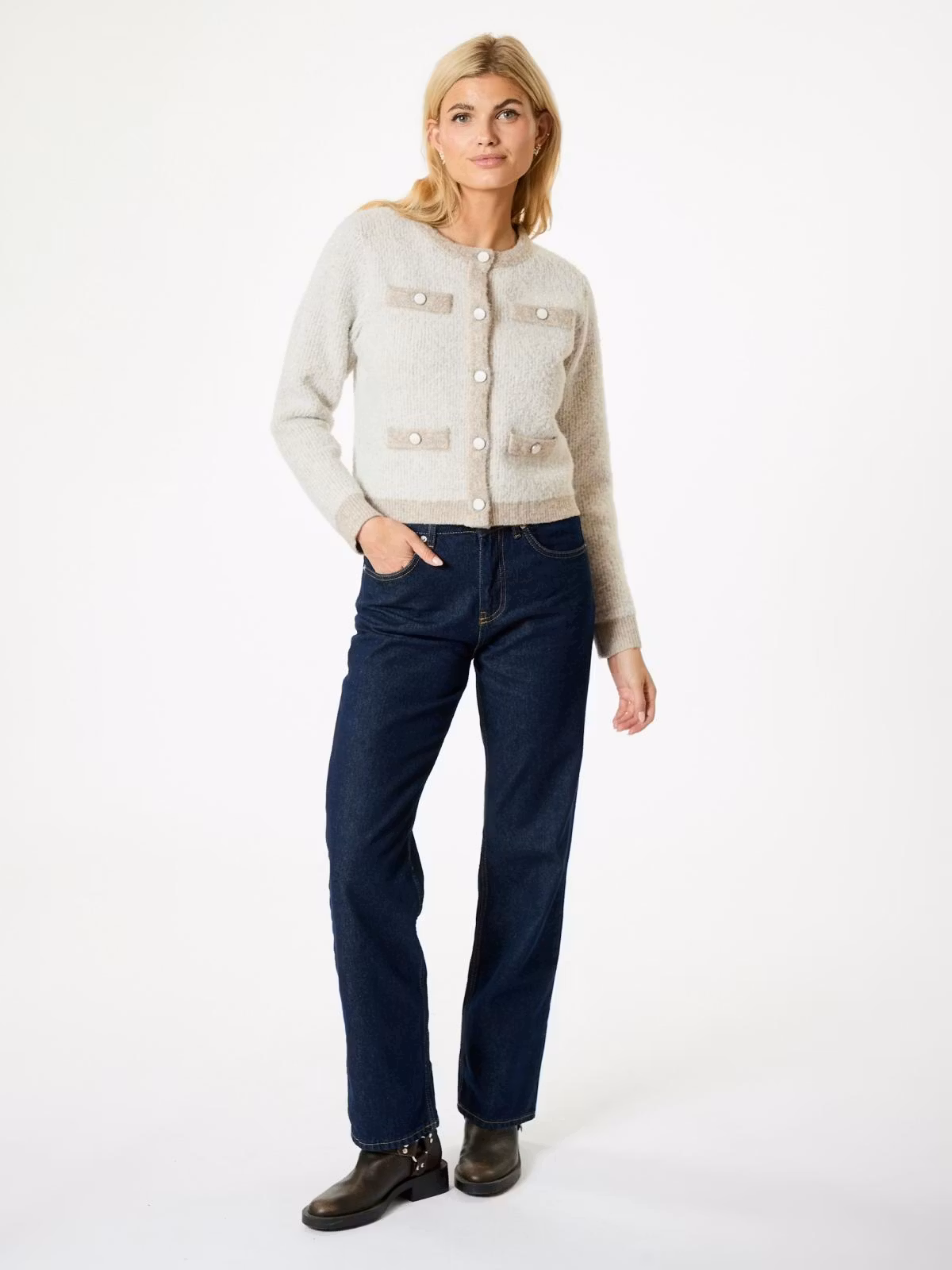 Neo Noir - Vivia Knit Cardigan (Beige Mel.)