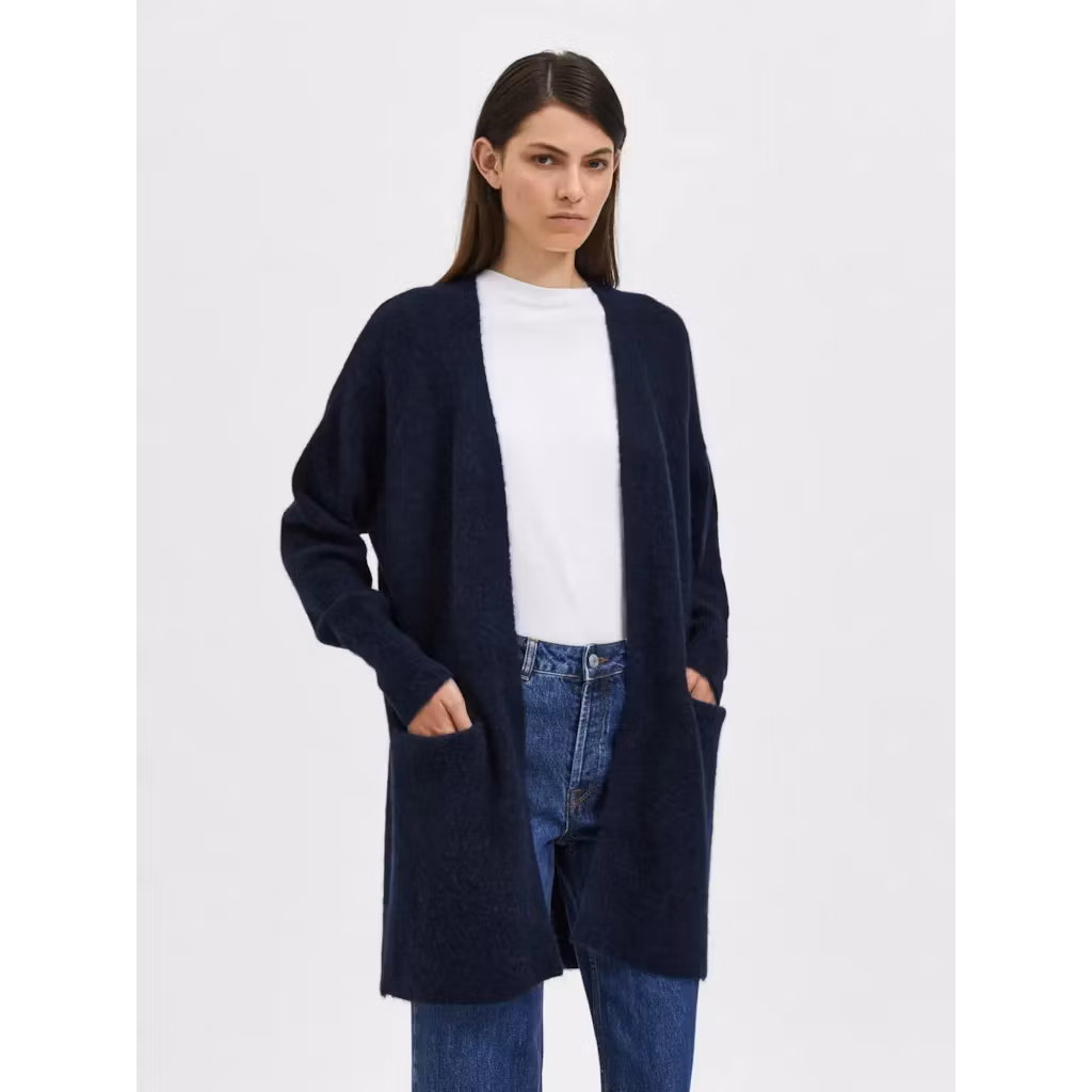 Selected Femme - SLFLULU NEW LS KNIT LONG CARDIGAN B NOOS (Dk Sapphire)