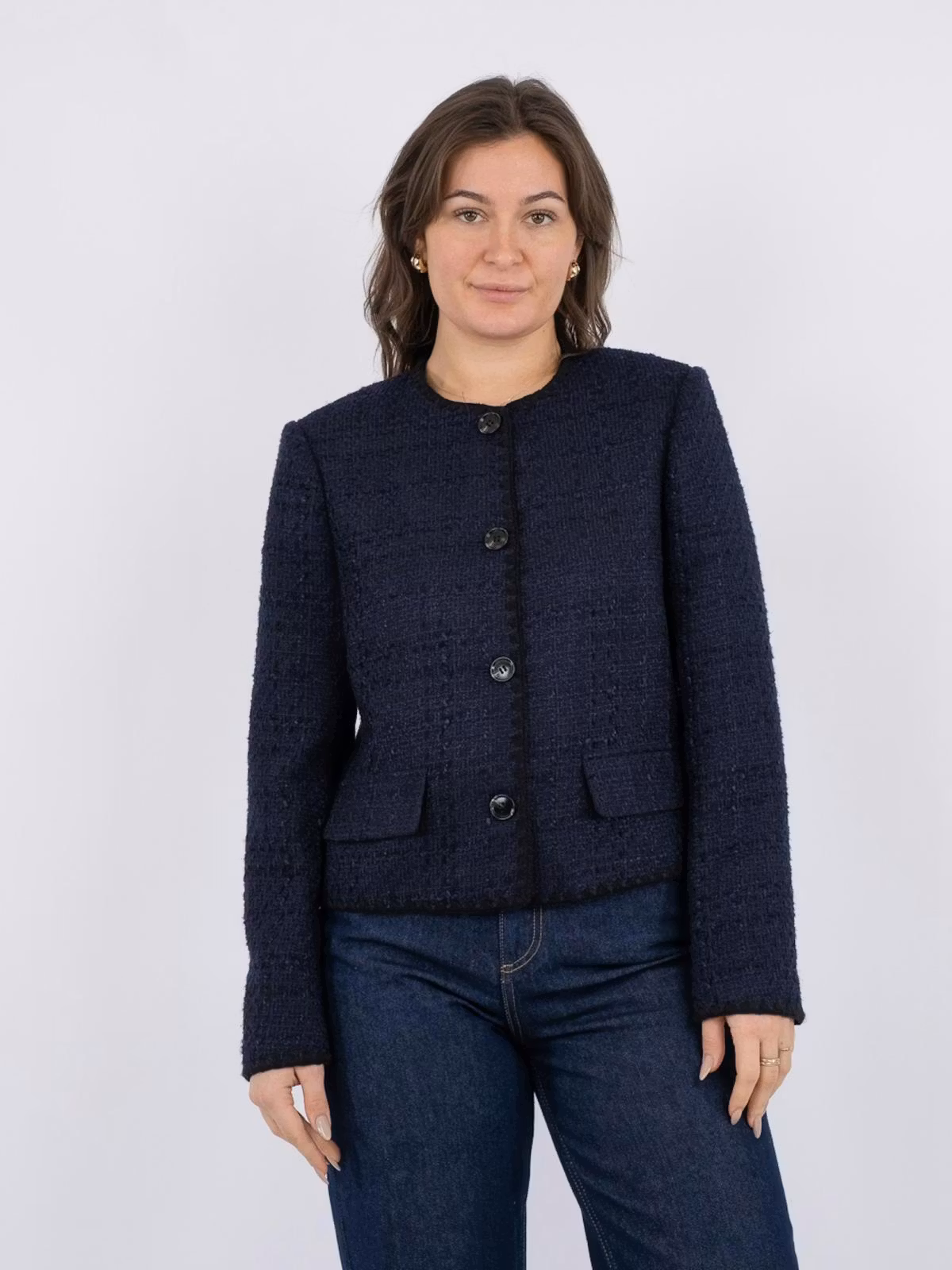 Neo Noir - Helina Heavy Boucle Jacket (Navy)