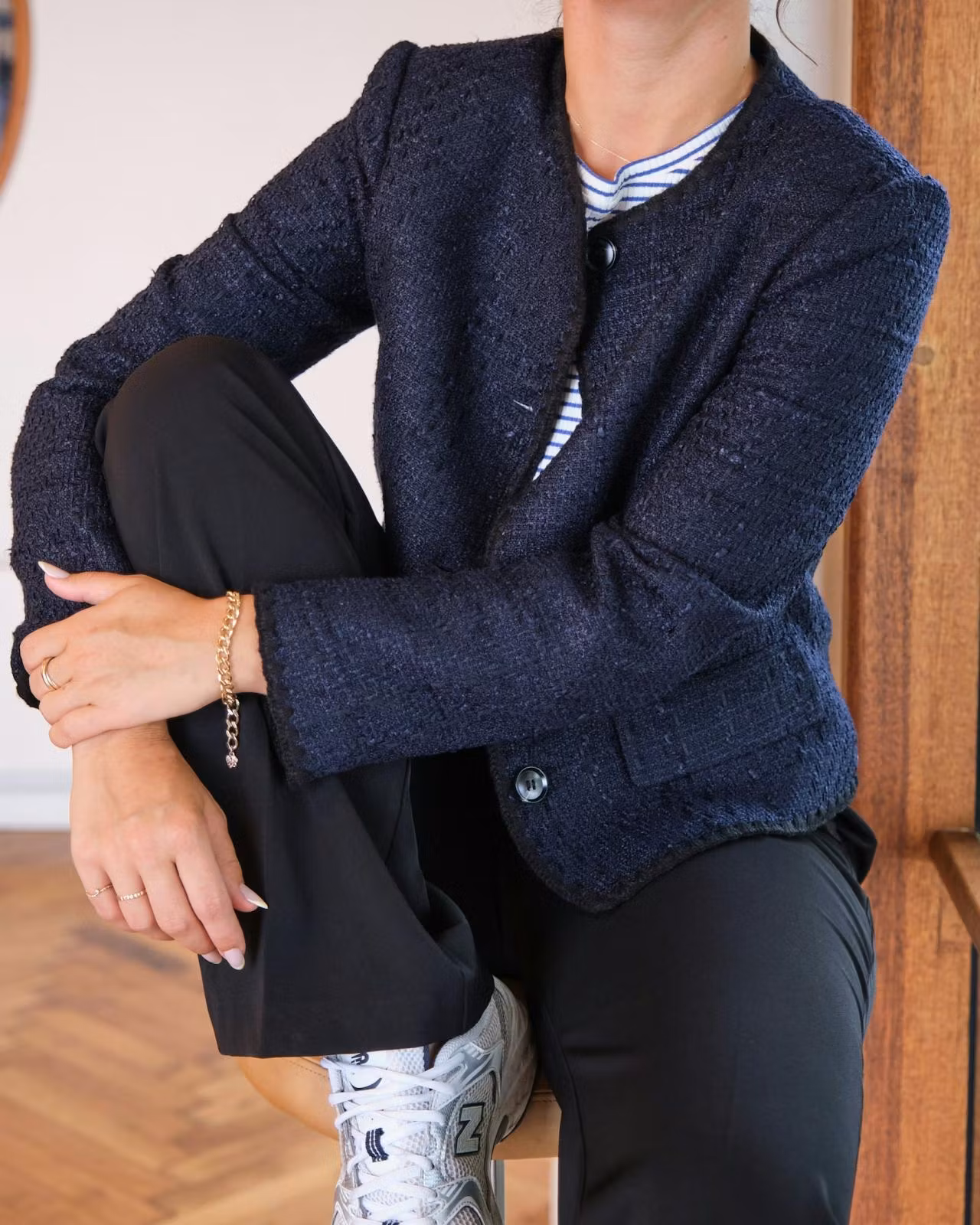 Neo Noir - Helina Heavy Boucle Jacket (Navy)