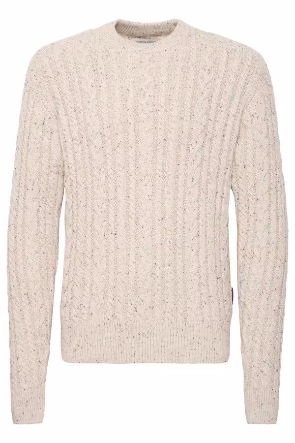 Casual Friday - CFKARL cable crew neck knit with neps (Rainy Day)