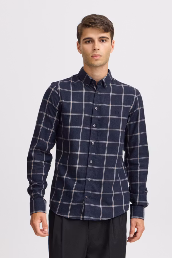 Casual Friday - CFANTON LS BD 0159 checked brushed shirt (Dk Navy)
