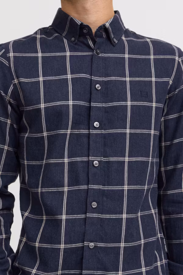 Casual Friday - CFANTON LS BD 0159 checked brushed shirt (Dk Navy)