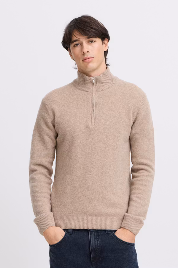 Casual Friday - CFKARL halfzip lambswool knit (Beige)