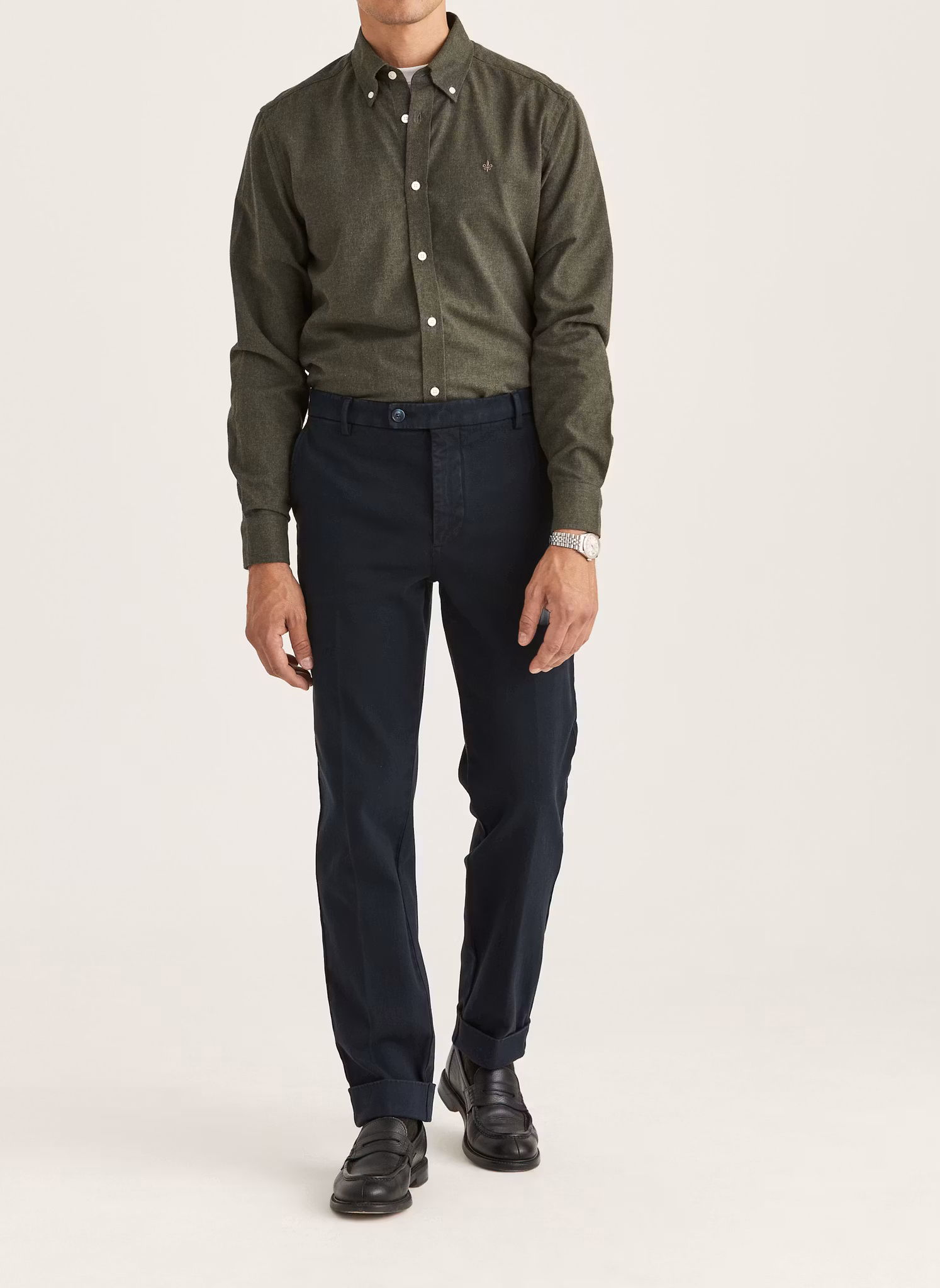 Morris - Watts Flannel Shirt-Slim Fit (Olive)
