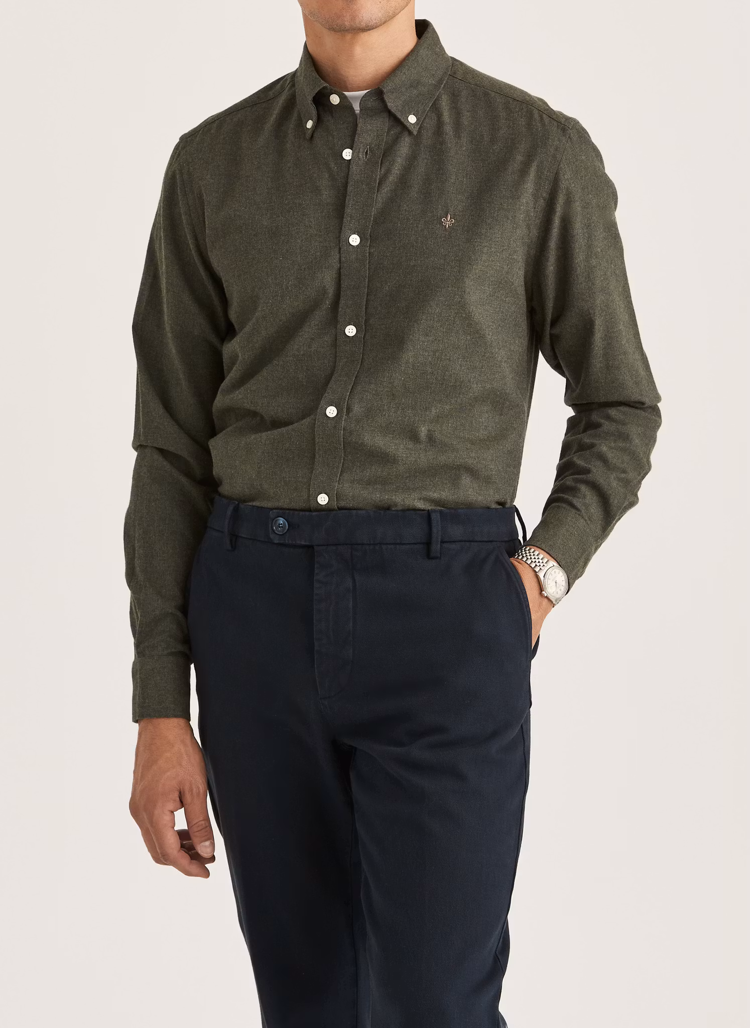 Morris - Watts Flannel Shirt-Slim Fit (Olive)