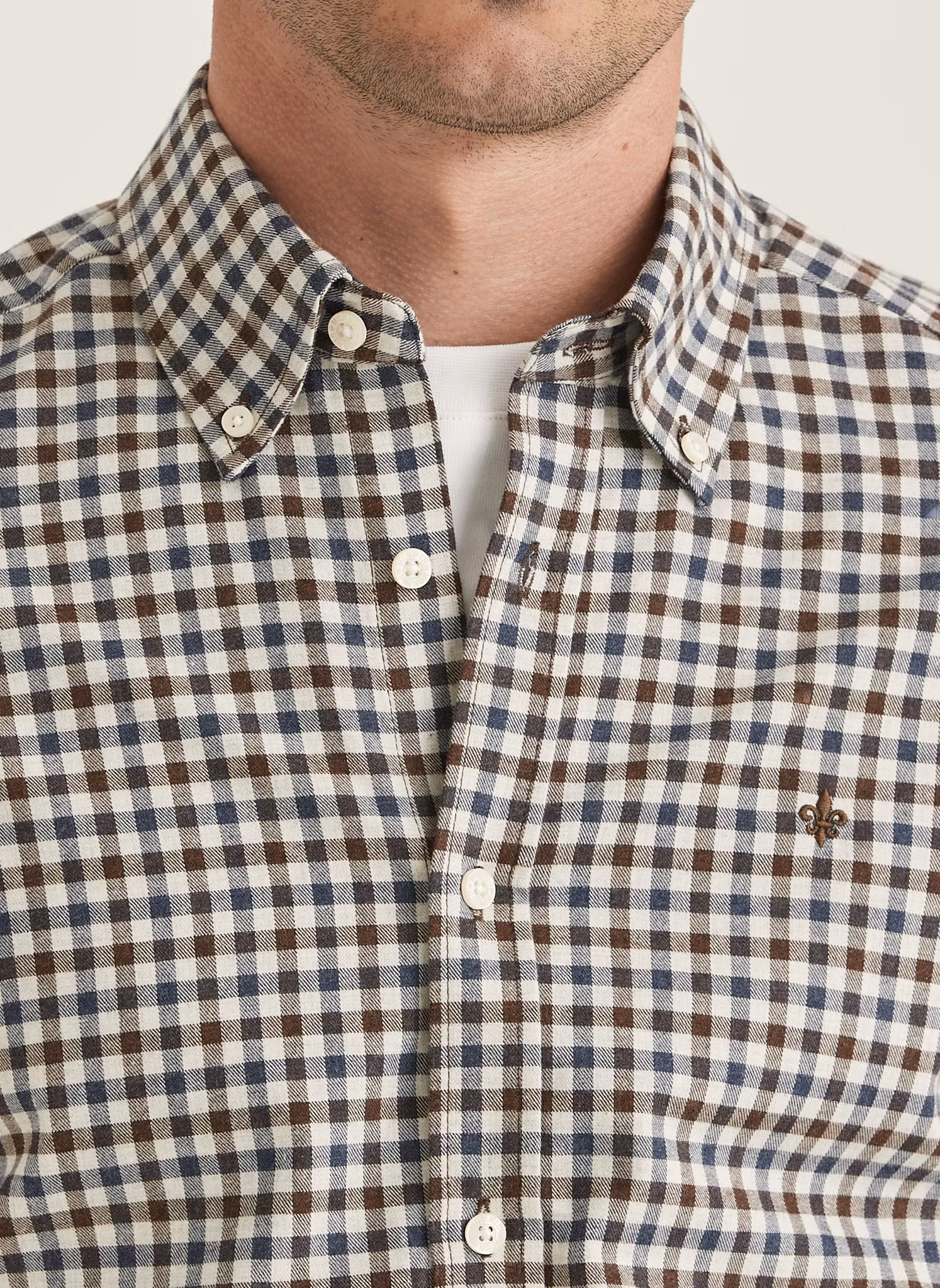 Morris - Watts Flannel Check Shirt-Slim Fit (Brown)